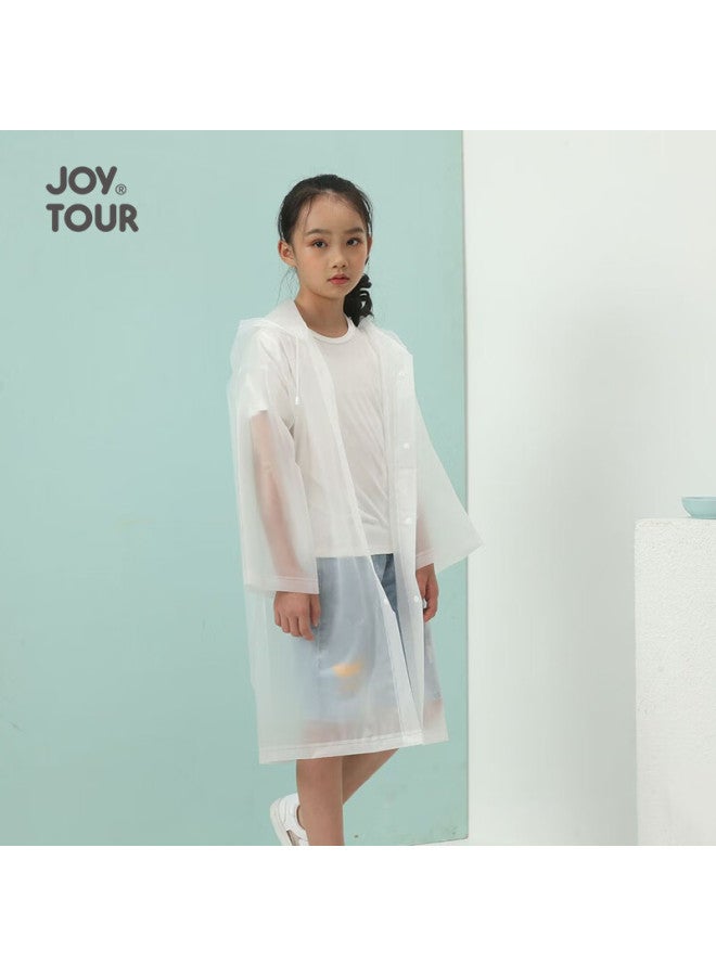 JOY TOUR معطف مطر للأطفال من Joytour قابل للاستخدام مرة واحدة، معطف مطر طويل من EVA سميك لطلاب المدارس الابتدائية، بونشو مطر محمول للسفر، أصفر - Image 4