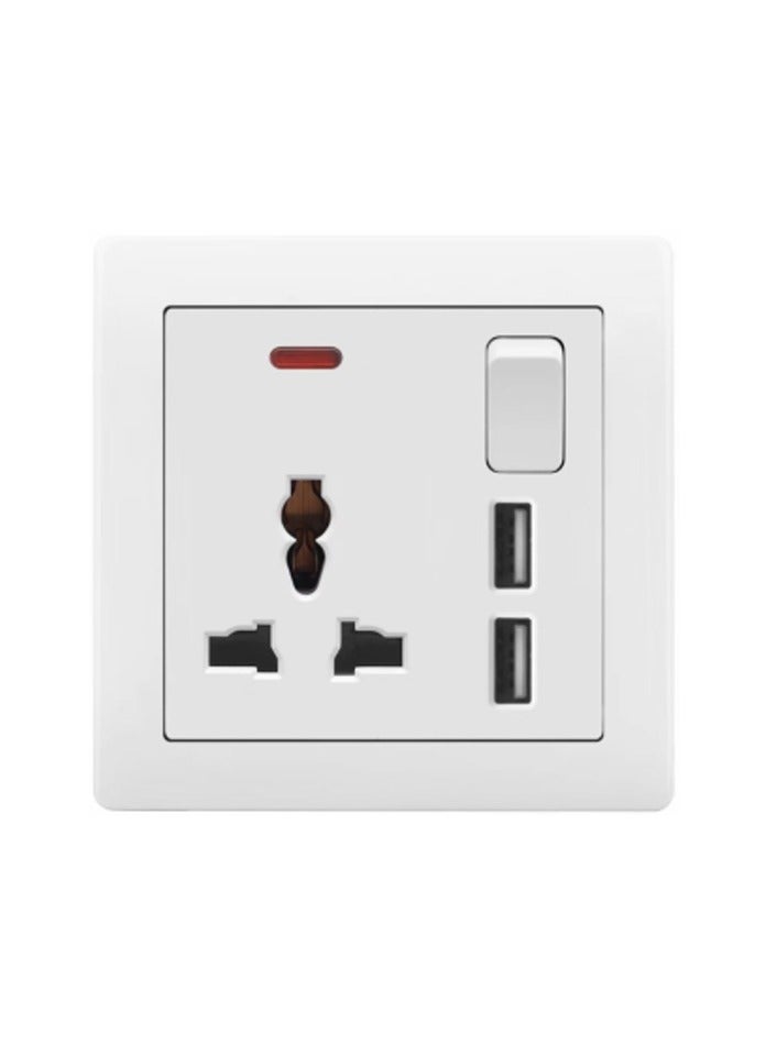 Vmax Single Multi-Function Wall Socket with 2 USB Charging Ports – Universal Plug, Safety Switch, Durable Design (Black / White / Champagne Gold) - Image 2