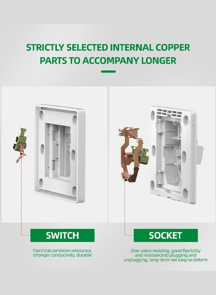 Vmax Single Multi-Function Wall Socket with 2 USB Charging Ports – Universal Plug, Safety Switch, Durable Design (Black / White / Champagne Gold) - Image 4