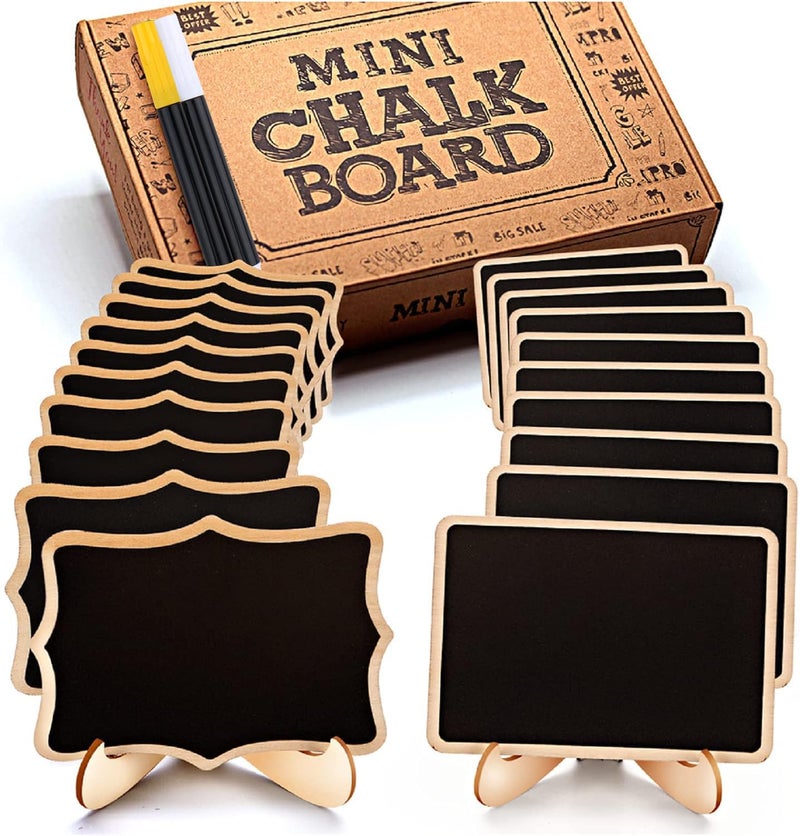 OLEOLETOY Mini Chalkboard Signs  20 Pack Framed Small Chalkboard Labels With Easel Stand  Wooden Blackboard For Table Numbers  Food Signs  Wedding Signs  Message Board  Place Cards And Event Decorations - Image 1
