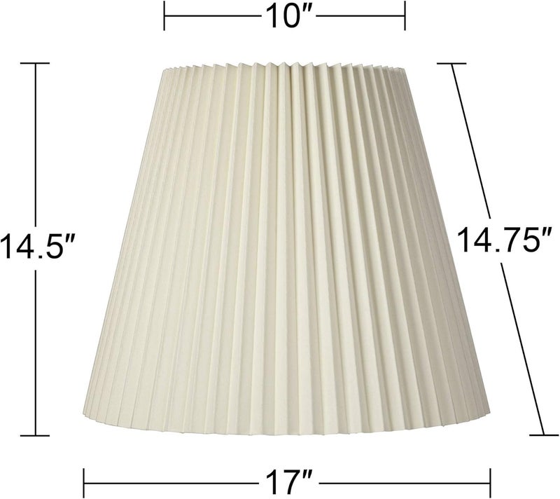 Springcrest 10" Top x 17" Bottom x 14 1/2" High x 14 3/4" Slant Lamp Shade Replacement Large Ivory White Bell Round Traditional Pleated Spider Harp Finial - - Image 4