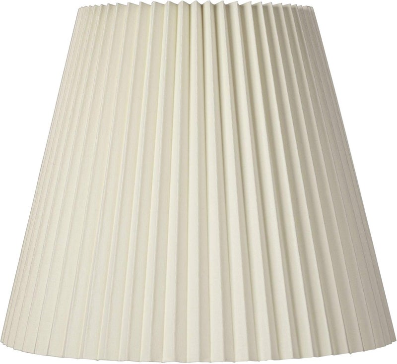 Springcrest 10" Top x 17" Bottom x 14 1/2" High x 14 3/4" Slant Lamp Shade Replacement Large Ivory White Bell Round Traditional Pleated Spider Harp Finial - - Image 1