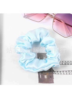 Silk Large Intestine Hair Band Satin Silk Head Rope Small Intestine 3.5cm Fat Intestines Hair Band Silk Hair Band for Girls Light Blue