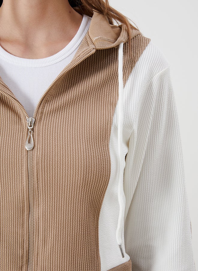 LC WAIKIKI Hooded Color Block Women's Zip-Up Sweatshirt - Image 3