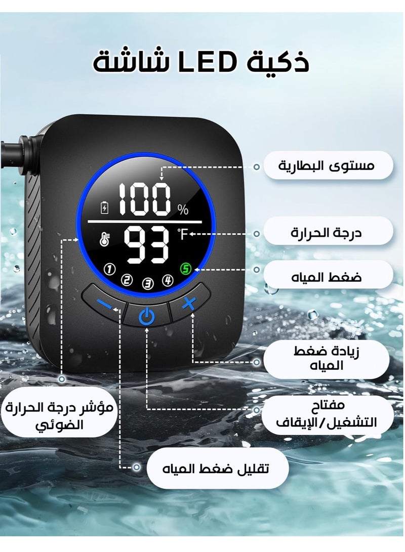 أوزيغالور دش تخييم محمول، مضخة دش تخييم قابلة لإعادة الشحن بسعة 8000 مللي أمبير مع دلو قابل للطي سعة 20 لتر، 5 أوضاع رش، IPX8، للاستخدام في الهواء الطلق - Image 4