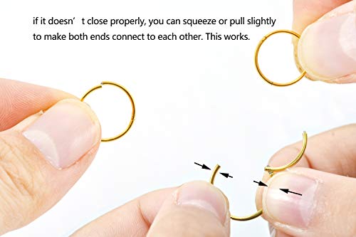 HQLA 4Pcs 18G Surgical Steel Hinged Clicker Segment Nose Rings Hoop Helix Cartilage Daith Tragus Sleeper Earrings Body Piercing for Women Men 6mm 8mm 10mm 12mm (18G - Gold - (6mm-12mm) - 4PCs) - Image 4