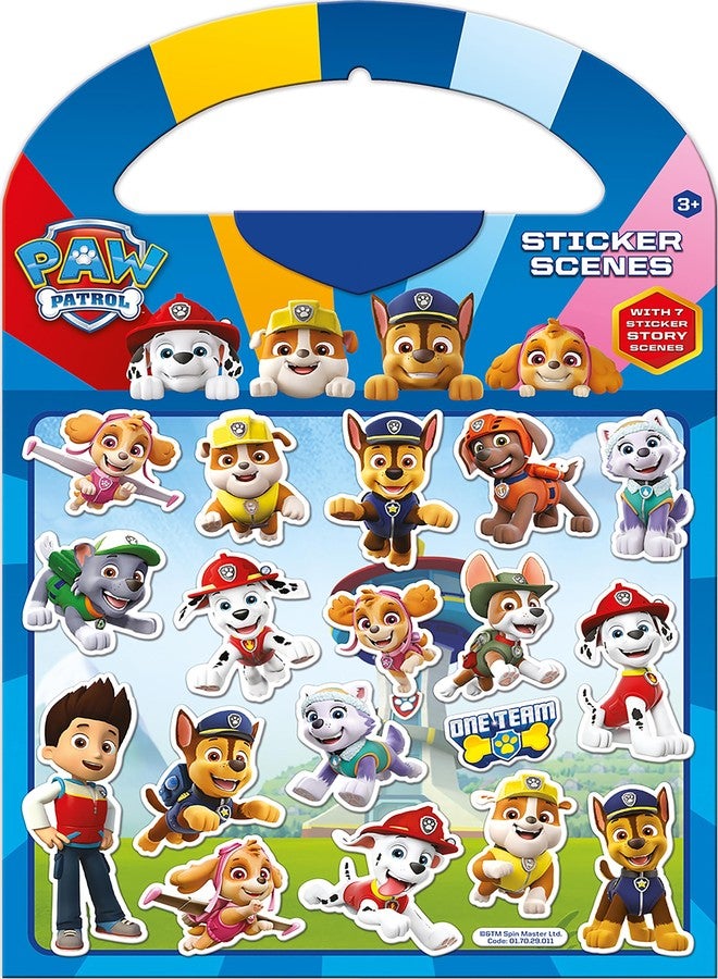 Paper Projects 01.70.29.011 Paw Patrol Activity Set-Includes Six Scenes and Over 50 Reusable Stickers, Blue, 23.5cm x 15cm - Image 1