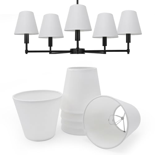 Tsnamay 6Pcs Handmade Chandelier Shades,Linen Clip On Lamp Shades,Small Lamp Shades Set of 6 for Chandelier Lampshade,Beige White - Image 5