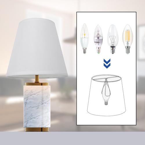 Tsnamay 6Pcs Handmade Chandelier Shades,Linen Clip On Lamp Shades,Small Lamp Shades Set of 6 for Chandelier Lampshade,Beige White - Image 4