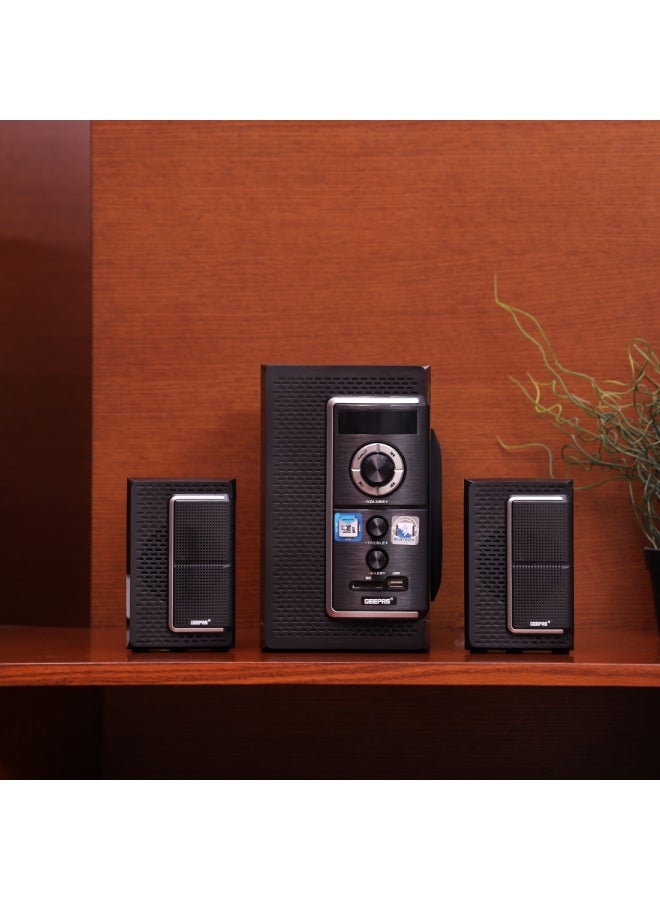 GEEPAS 2.0 Channel Multimedia  Speaker System | Remote Control, USB Input, SD Card Reader, FM Radio, Bluetooth| LED Display, 30000W PMPO Speakers Unit | 2 Years Warranty GMS8585 Black GMS8585 Black - Image 1