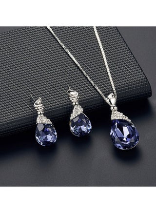 Elegant Geometric Zircon Crystal Jewelry Set – Necklace & Earrings Gift Set for Women