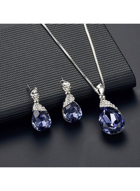 Elegant Geometric Zircon Crystal Jewelry Set – Necklace & Earrings Gift Set for Women