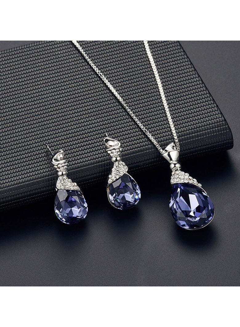 Goolsky Elegant Geometric Zircon Crystal Jewelry Set – Necklace & Earrings Gift Set for Women