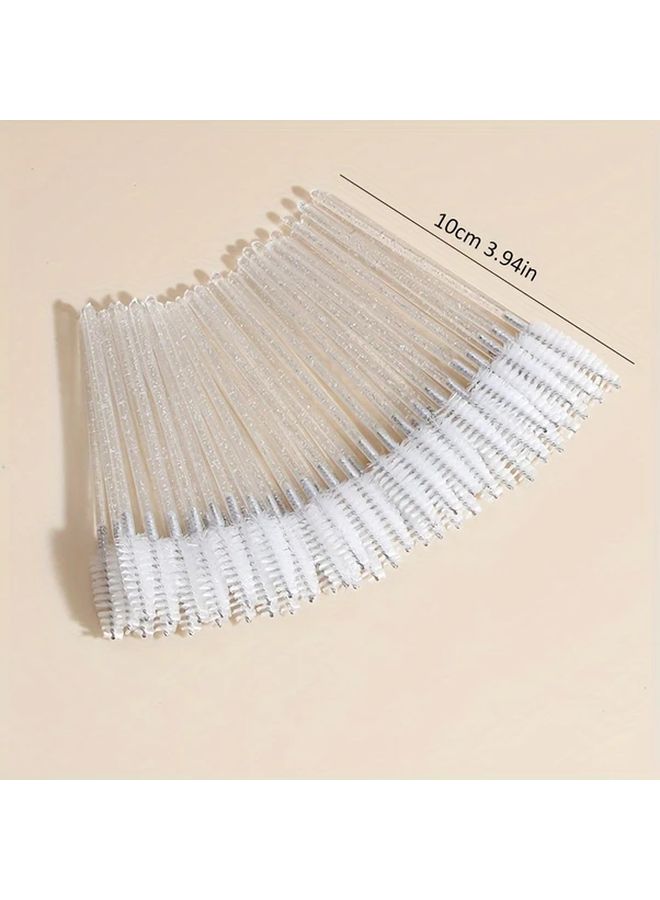 White Eyelash Brush Set 50 Pieces For Eyelash Extensions And Brows Easy Gentle Application - Image 4