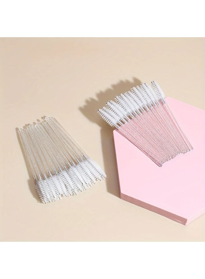 White Eyelash Brush Set 50 Pieces For Eyelash Extensions And Brows Easy Gentle Application - Image 1