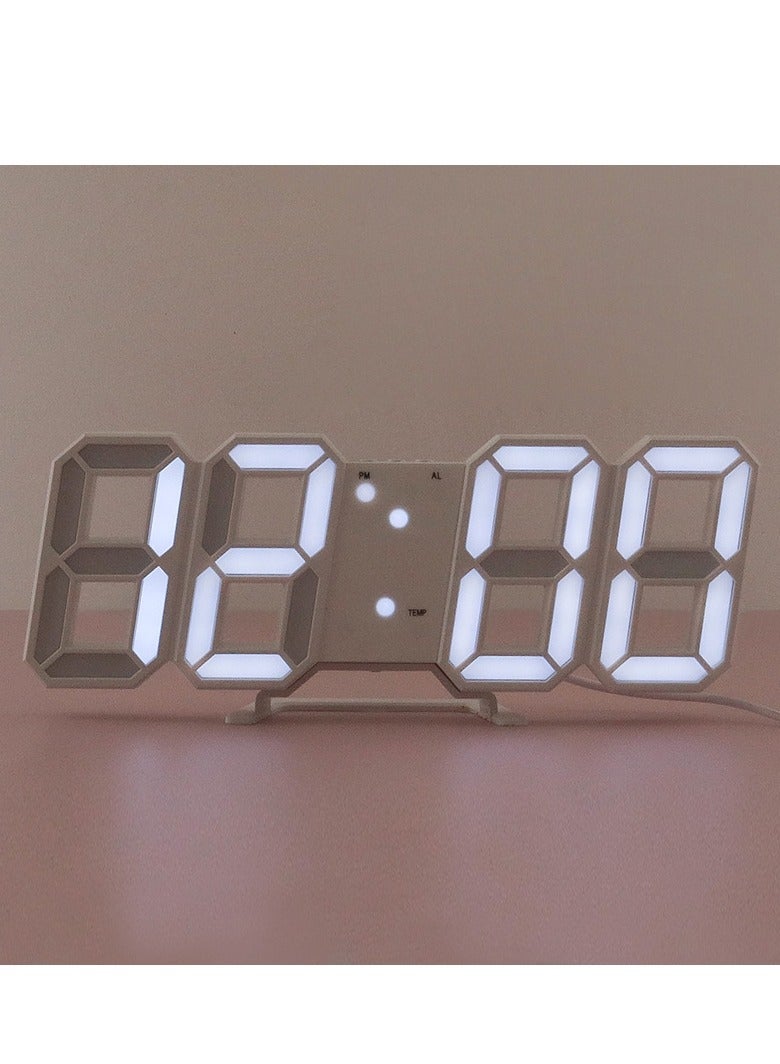Aurrako 3D Wireless Remote Digital LED Alarm Clock Plastic White 226grams - Image 1