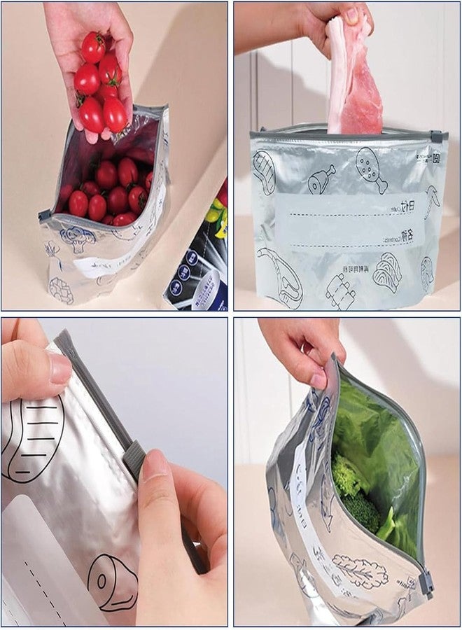 SQINELLI 5 PCS Reusable Aluminum Food Storage Bags for Vegetable Fruit Meat, Foil Sealable Bags with Zip Lock Food Storage Preservation Bags, Leakproof Aluminium Foil Fresh keeping Bag (5) - Image 2