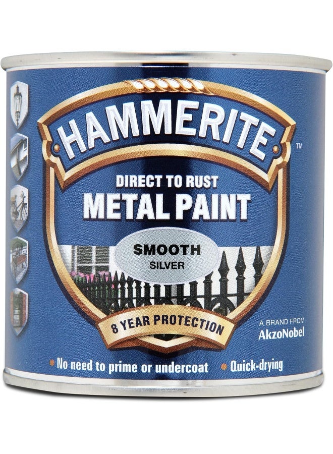 Hammerite Direct To Rust Metal Paint - Smooth Silver Finish 250ml - Image 4