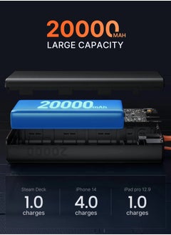 JSAUX JSAUX 20000mAh 65W PD Portable Power bank for Phone and Tablet also Laptop Powerbank Black  - Image 4