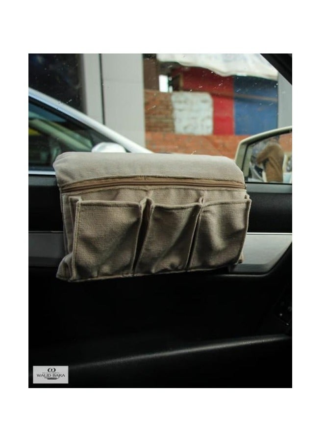 Car armrest with 3 pockets - Beige - Image 2