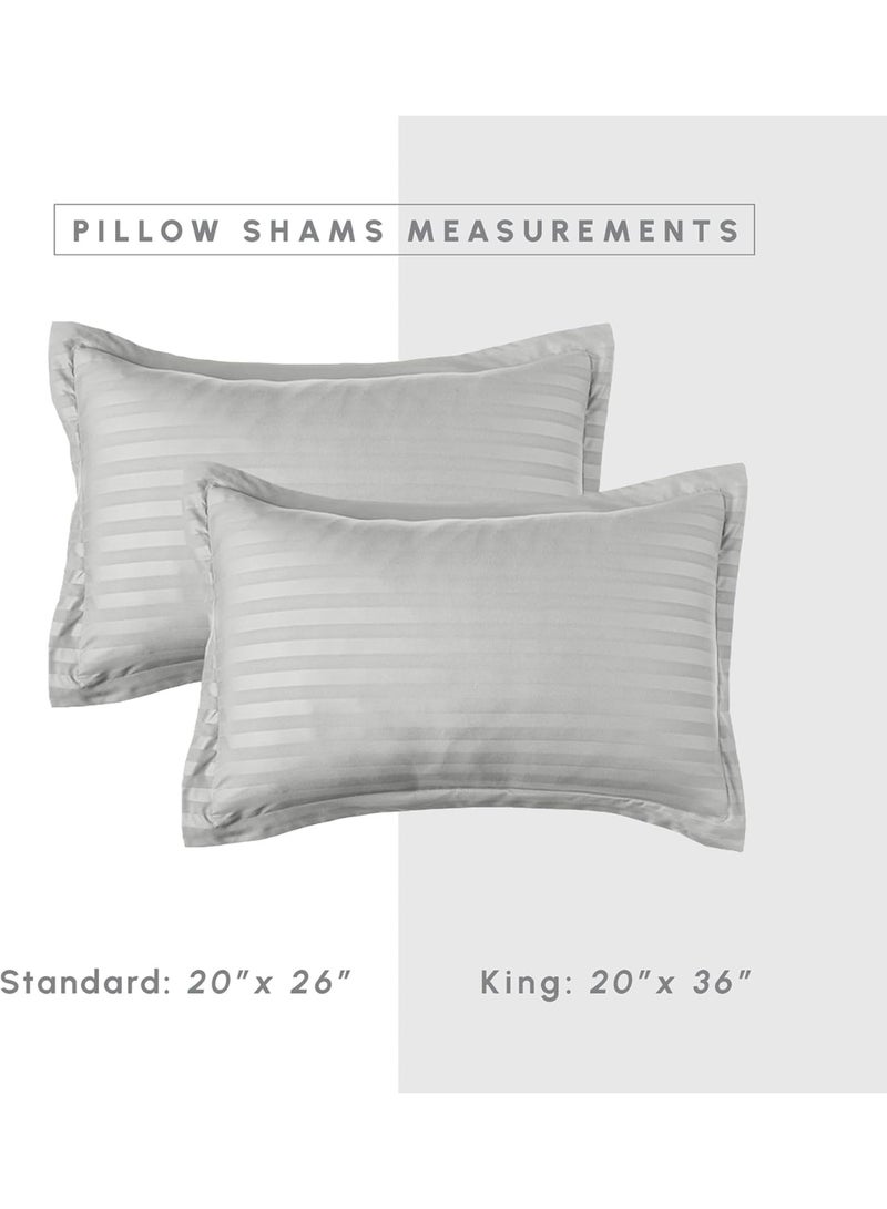 King Size 4 Piece Duvet Set 240 x 260 cm - 1 Duvet With Filling, 1 Fitted Bed Sheet and Pillow Cases 48x74+5cm - Grey - Image 4