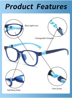 AZorb Kids Blue Light Blocking Glasses Silicon Material Anti Eyestrain UV Blocking Reading Glasses Gaming Computer Eyeglasses Light Weight Frame for Kids 3 to10 Year Old Blue  - Image 2