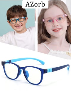 AZorb Kids Blue Light Blocking Glasses Silicon Material Anti Eyestrain UV Blocking Reading Glasses Gaming Computer Eyeglasses Light Weight Frame for Kids 3 to10 Year Old Blue  - Image 1