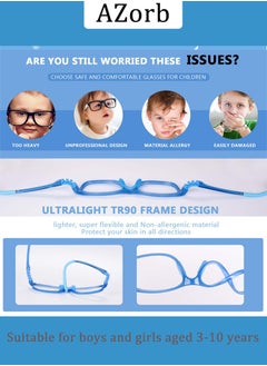 AZorb Kids Blue Light Blocking Glasses Silicon Material Anti Eyestrain UV Blocking Reading Glasses Gaming Computer Eyeglasses Light Weight Frame for Kids 3 to10 Year Old Blue  - Image 3