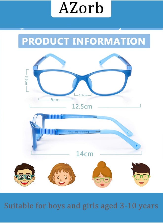 AZorb - Kids Blue Light Blocking Glasses Silicon Material Anti Eyestrain UV Blocking Reading Glasses Gaming Computer Eyeglasses Light Weight Frame for Kids 3 to10 Year Old Blue - Image 1