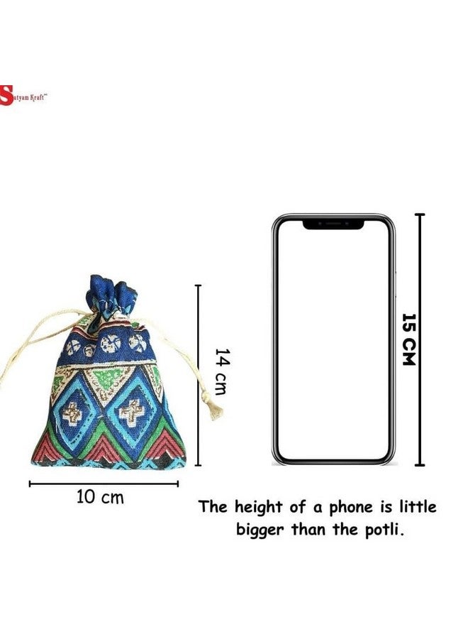 Satyam Kraft SATYAM KRAFT 10 pcs MINI Drawstring stylish Storage Potli pouches for Newyear,Small Jewelries, Money,Paper Notes Women Wallet, Gift Potali,wedding return gift,Women Potali Shagun Pouch, Candy Potali - Image 3