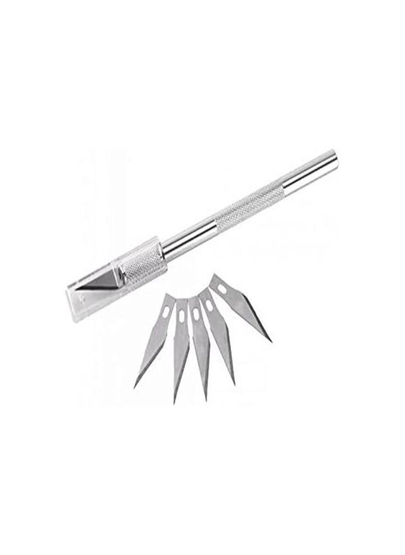 Generic Cutter 5 Blade Pen - Silver 