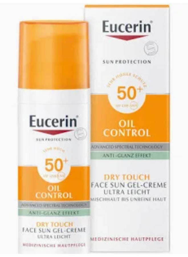 يوسيرين يوسرين واقي شمس Oil Control Dry Touch جل كريم خفيف SPF 50+ للبشرة المعرضة للشوائب، 50 مل - Image 1