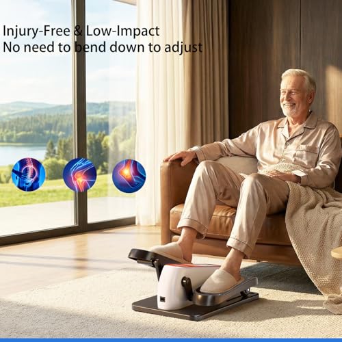 RYGEO Under Desk Elliptical Machine Mini Ellipse Leg Exerciser as Seen on TV Portable Quiet Electric Seated Pedal Exerciser While Sitting for Seniors 12 Speeds Manual Auto Mode for Home Office - Image 3