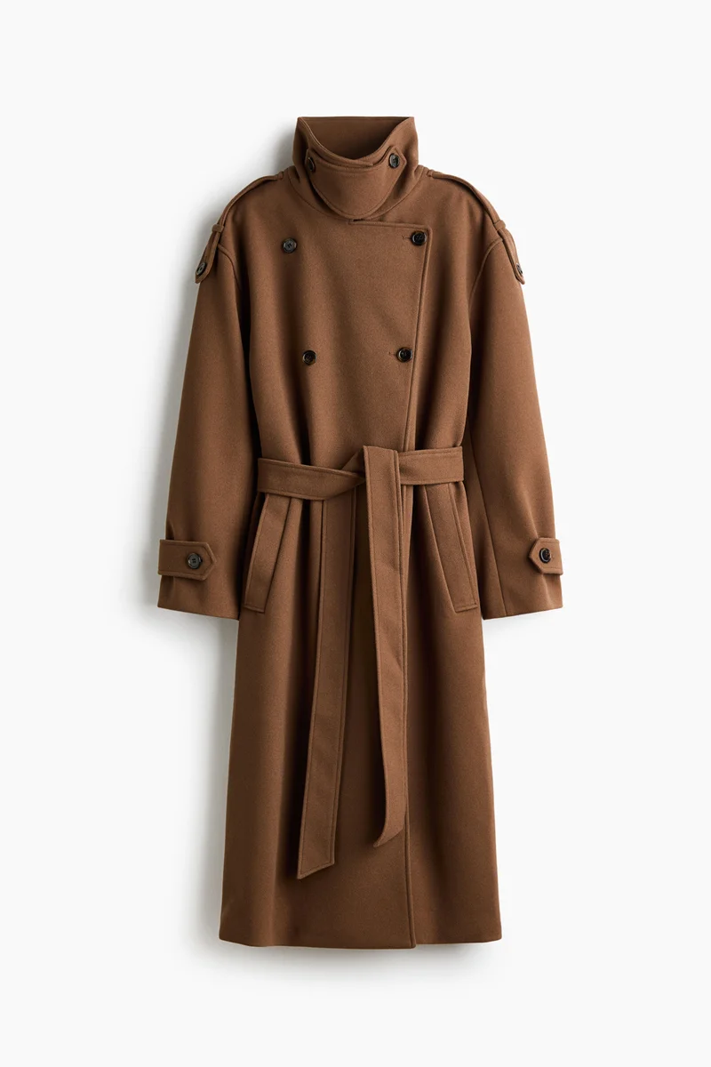 Oversized funnel-collar coat