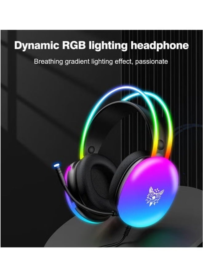 onikuma X25 Professional Gaming Headset USB+3.5 RGB Light 3D Stereo Noise Cancellation Multi Platform Compatibility With Microphone for PS4/PS5/XOne/XSeries/NSwitch/PCV - Image 3