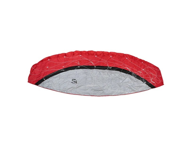 Stunt Kite: Red Frameless Dual-Line Parafoil Kite - Easy Safe Flying Experience Durable Polyester Material for Family Outdoor Open Area Activity - Image 1