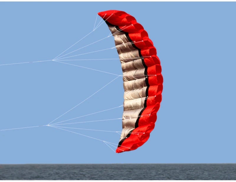 Stunt Kite: Red Frameless Dual-Line Parafoil Kite - Easy Safe Flying Experience Durable Polyester Material for Family Outdoor Open Area Activity - Image 5