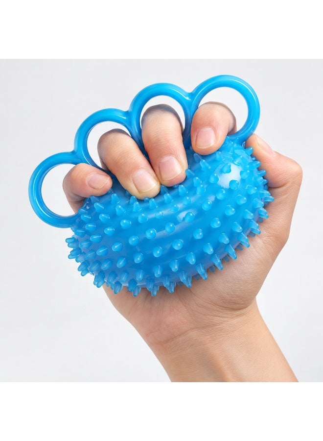 kayan home 2-in-1 Hand Training Set: Finger Therapy Ball with Finger Rings & Massage Spikes + Auto-Start LED Power Ball with Counter & Ball Bag, Hand Grip Strengthener Kit for Strength, Flexibility & Recovery - Blue & Black - Image 3