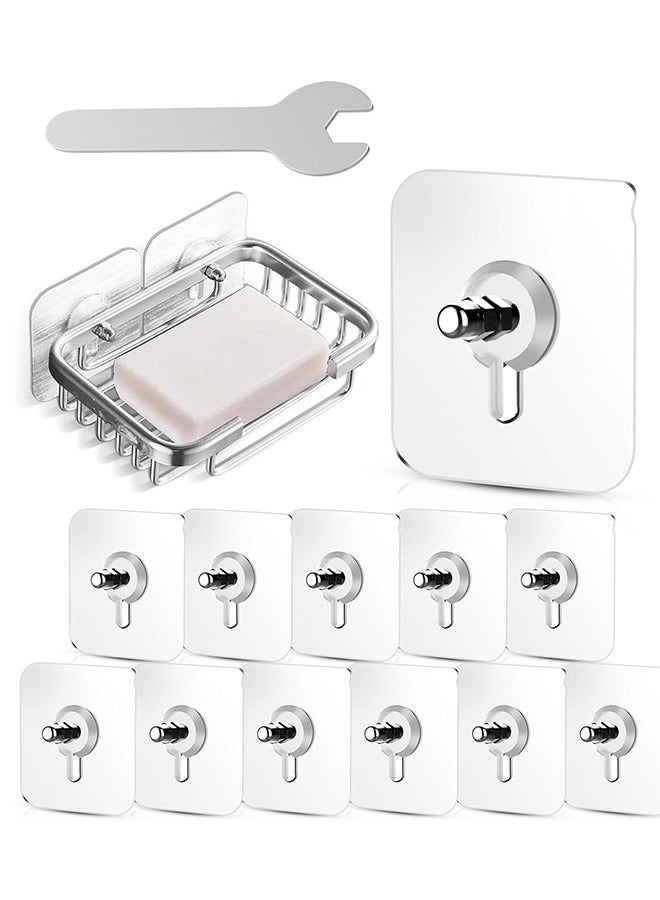 Wall Hooks for Hanging,Adhesive Wall Screws Hanging,Nails for Hanging,(12 pcs Hooks +1 pcs wrench)  - Image 1