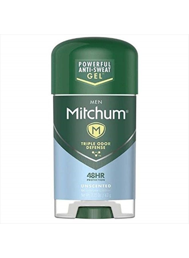 Mitchum Clear Gel Anti-Perspirant & Deodorant, Unscented for Men, 2.25 Oz (3 Pack)