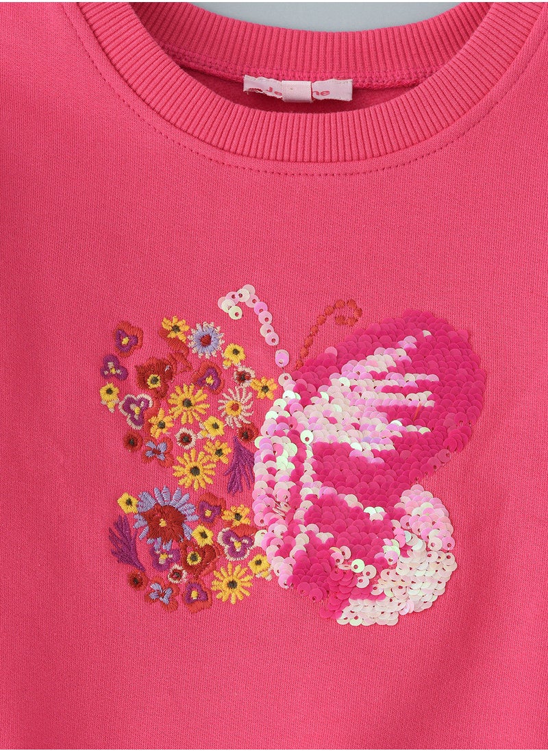 Jelliene - Sweat top with sequins work at front - Image 1