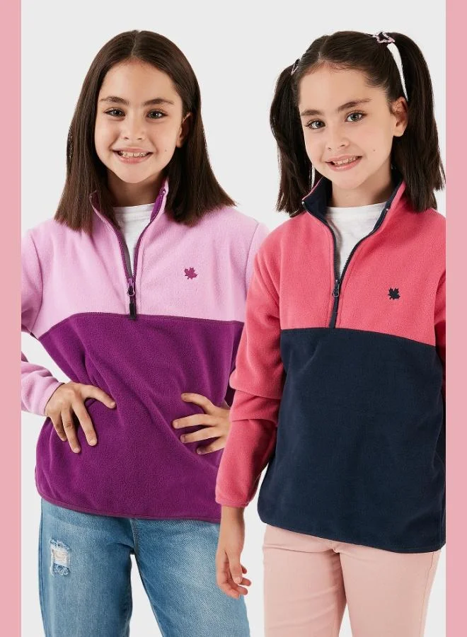 ليلا ليلا نصف سحاب لون كتلة ياقة واقفة قطعتين قطبية للأطفال