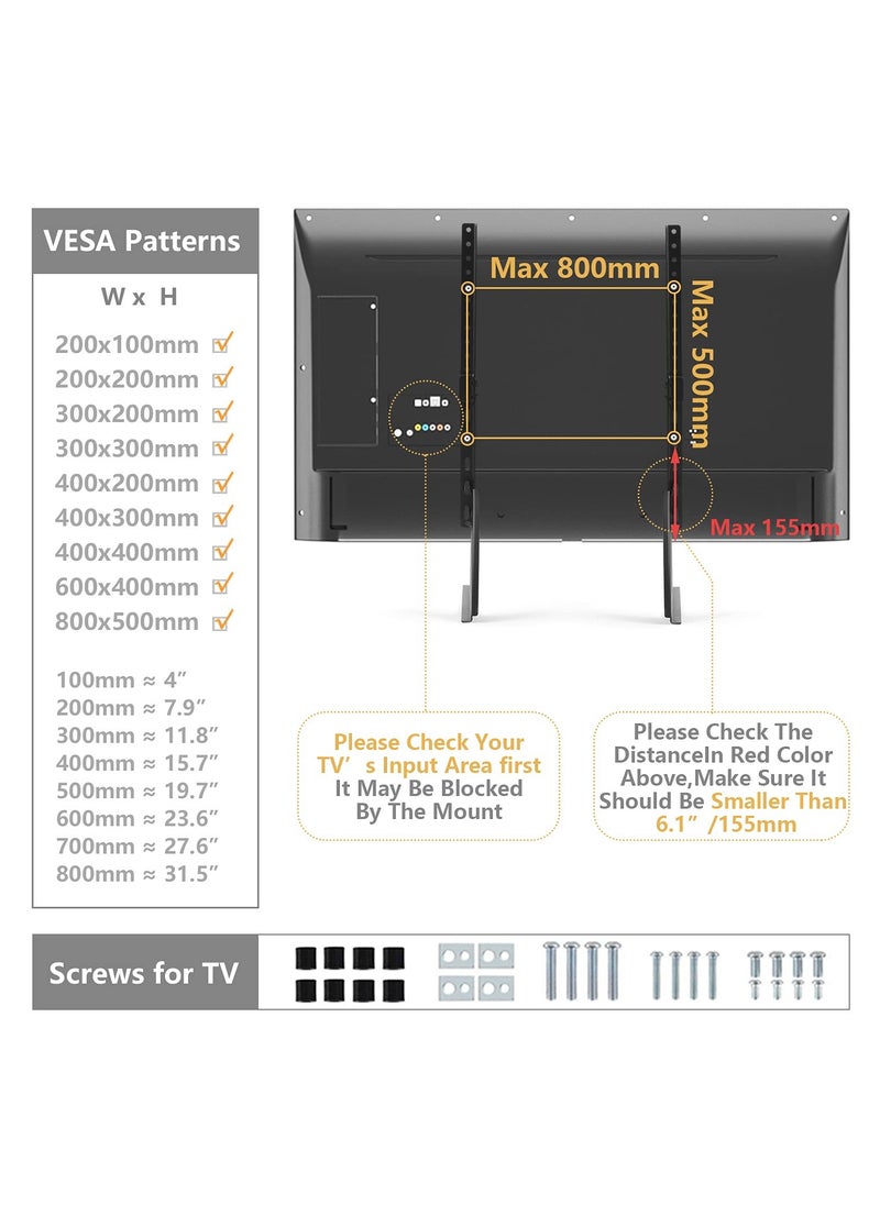 Arabest - Universal Table Top TV Stand for Most 37-75 Inch Plasma LCD LED Flat or Curved Screen TVs with Height Adjustment VESA Patterns up to 800x500 mm 88 lbs - Image 1