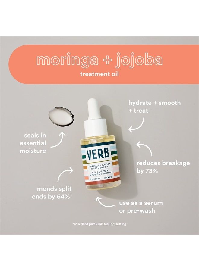 verb Moringa + Jojoba Treatment Oil -Vegan Serum to Hydrate, Balance, Nourish and Repair Damaged Hair and Dry Scalp -Free of Silicone and Fragrance, 1 fl oz  - Image 2