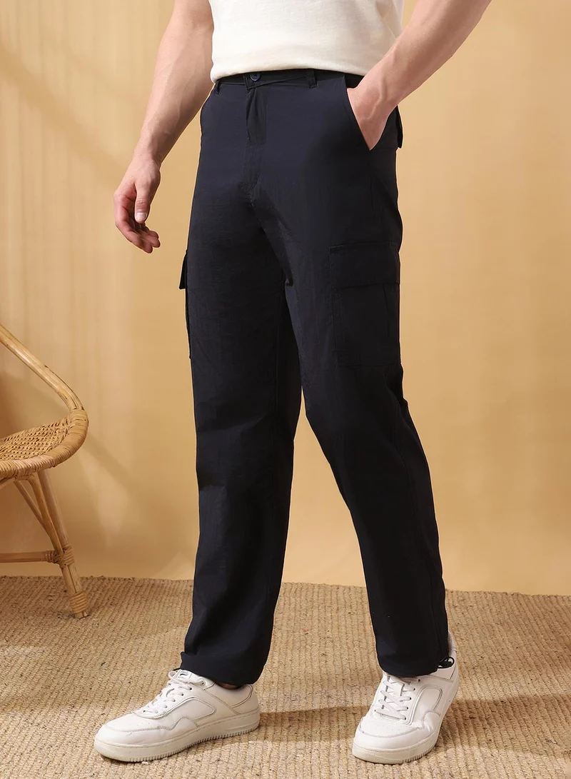 Dennis Lingo Men's Denim 100% Nylon Solid Full Length Cargo Straight Trouser