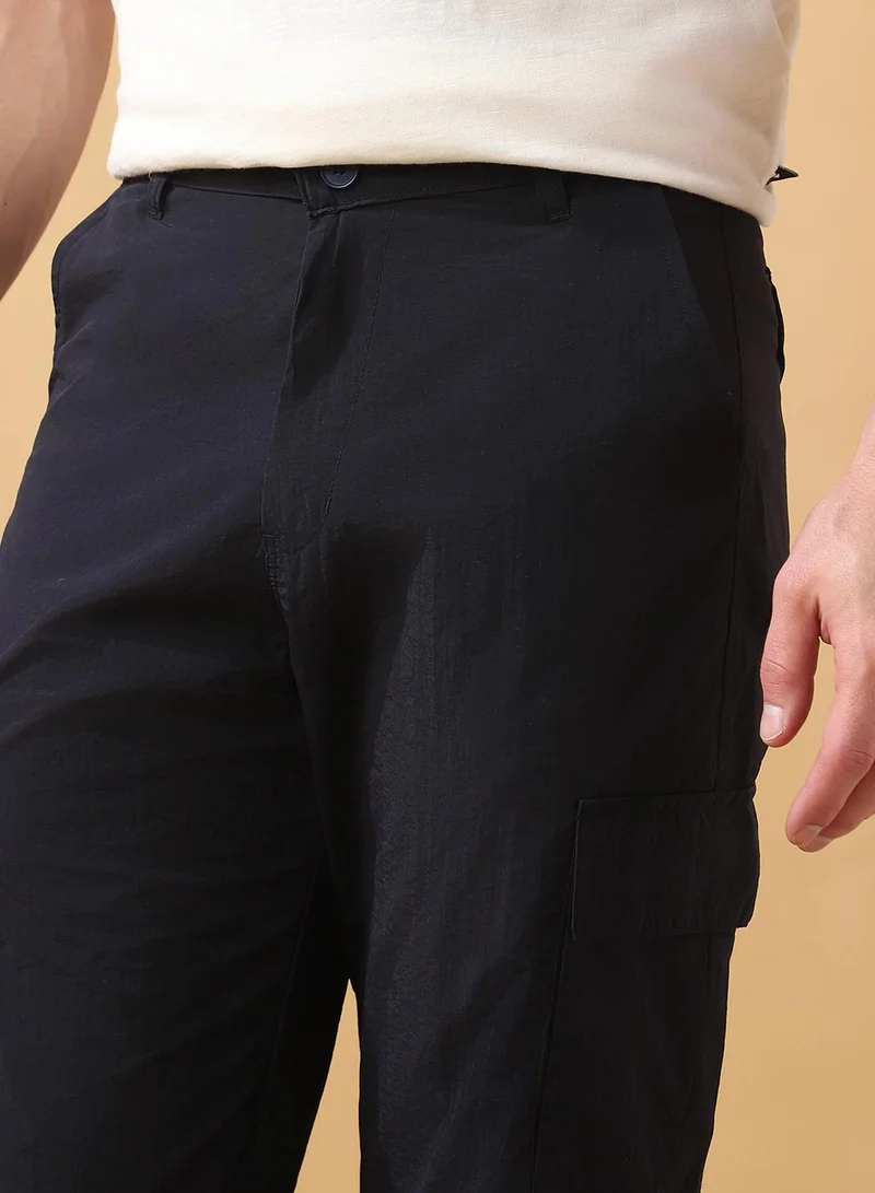 Dennis Lingo Men's Denim 100% Nylon Solid Full Length Cargo Straight Trouser