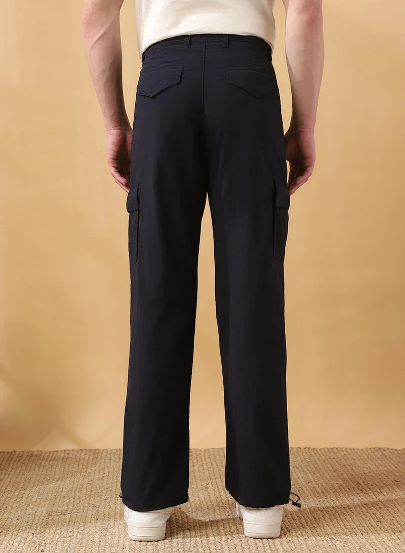Dennis Lingo Men's Denim 100% Nylon Solid Full Length Cargo Straight Trouser