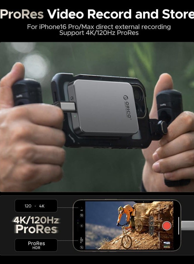 Orico أوريكو 1 تيرابايت SSD محمول مغناطيسي، تسجيل وتخزين بدقة 4K بسرعة 120 إطار في الثانية ProRes HDR، USB 3.0 حتى 460 ميجابايت/ثانية، كابل USB C&A 2 في 1، SSD خارجي متوافق مع آيفون 16/15 برو ماكس، كمبيوتر - K5PLUS - Image 5