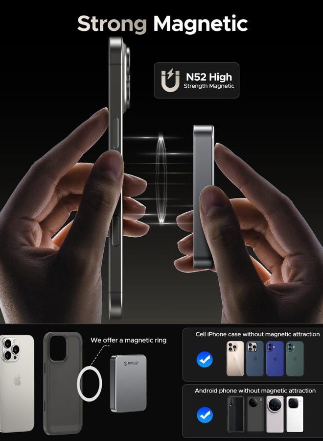 Orico أوريكو 1 تيرابايت SSD محمول مغناطيسي، تسجيل وتخزين بدقة 4K بسرعة 120 إطار في الثانية ProRes HDR، USB 3.0 حتى 460 ميجابايت/ثانية، كابل USB C&A 2 في 1، SSD خارجي متوافق مع آيفون 16/15 برو ماكس، كمبيوتر - K5PLUS - Image 2