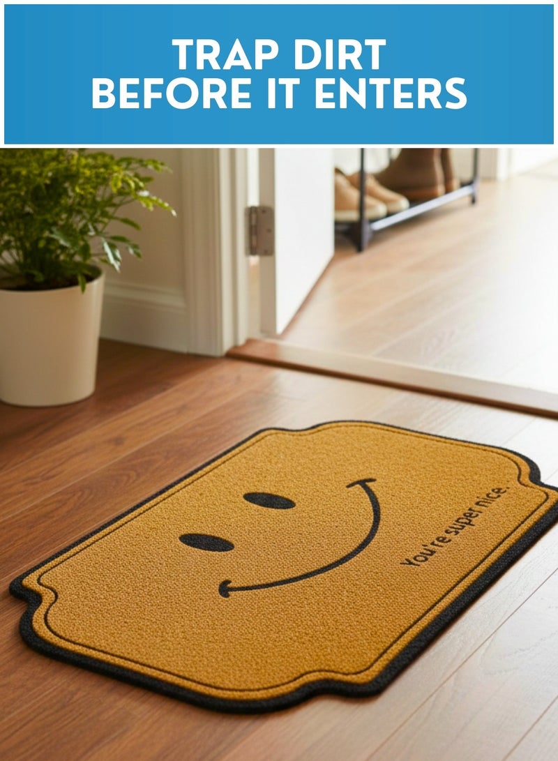 Smile Printed Coir Doormat, Heavy Duty Anti Slip Entrance Mat Outside, Front Door Rug, Dirt Trapper Rubber Backed Doormat, Mats For Front Door, Back Door Mat - Image 5